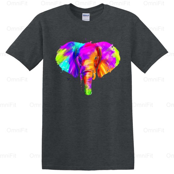 OmniFit21 Colorful African Elephant Wildlife Nature Lover Safari Adventure Animal Graphic T-Shirt, for Unisex, up to size 5XL.