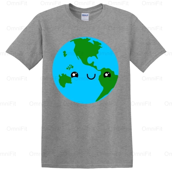OmniFit21 Cute Happy Earth Day Funny Environmental Awareness Planet Lover Celebration Style T-Shirt, for Unisex, up to size 5XL.