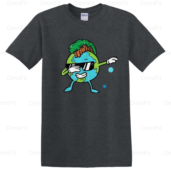 OmniFit21 Dabbing Earth Mohawk Tree Environmental Awareness Planet Lover Dance Pose Funny T-Shirt, for Unisex, up to size 5XL.