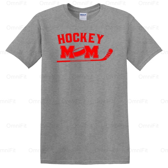 OmniFit21 Dedicated Hockey Mom Graphic Design, Proud Parent Supporter, Rink Side Fan Gear T-Shirt, for Unisex, up to size 5XL.