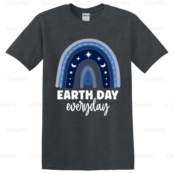 OmniFit22 Earth Day 80s Style Environmental Awareness Planet Lover Retro Graphic Design T-Shirt, for Unisex, up to size 5XL.