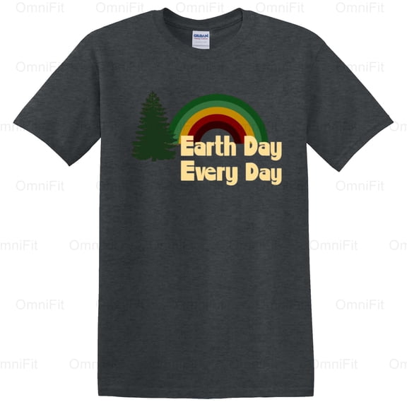 OmniFit22 Earth Day Every Day Vintage Look Environmental Awareness Constant Care Retro Style T-Shirt, for Unisex, up to size 5XL.