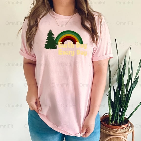 OmniFit22 Earth Day Every Day Vintage Look Environmental Awareness Constant Care Retro Style T-Shirt, for Unisex, up to size 5XL.