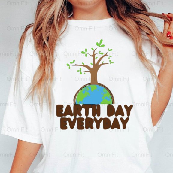 OmniFit22 Earth Day Everyday Cute Style Environmental Awareness Constant Care Planet Lover T-Shirt, for Unisex, up to size 5XL.