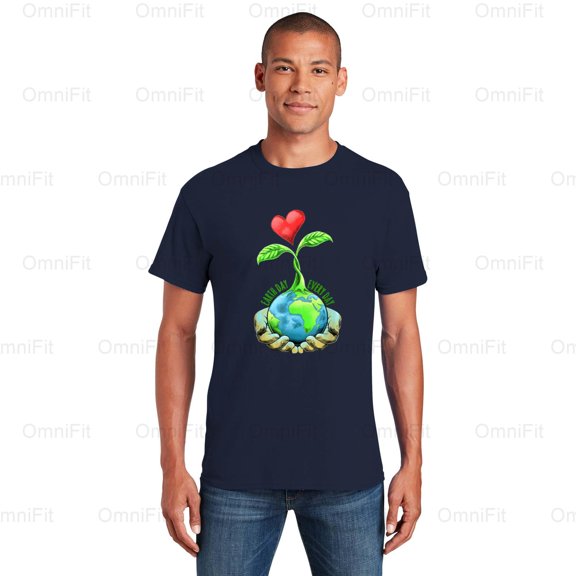 OmniFit22 Earth Day Everyday Earth Graphic Environmental Awareness Constant Care Planet Image T-Shirt, for Unisex, up to size 5XL.