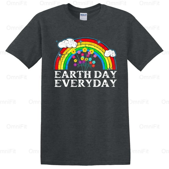 OmniFit22 Earth Day Everyday Text Shirt Environmental Awareness Constant Care Simple Design T-Shirt, for Unisex, up to size 5XL.