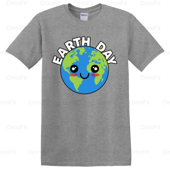 OmniFit22 Earth Day Hipster Look Environmental Awareness Planet Lover Retro Indie Style Art T-Shirt, for Unisex, up to size 5XL.