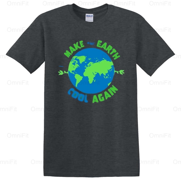 OmniFit22 Earth Day Make The Earth Happy Environmental Awareness Joyful Planet Action Quote T-Shirt, for Unisex, up to size 5XL.
