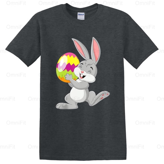 OmniFit23 Easter Bunny Easter T Shirt Text Holiday Celebration Rabbit Simple Design Wear T-Shirt, for Unisex, up to size 5XL.