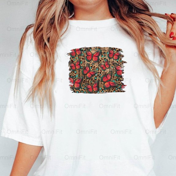 OmniFit23 Easter Butterflies Insects Spring Holiday Celebration Colorful Wings Nature Art T-Shirt, for Unisex, up to size 5XL.