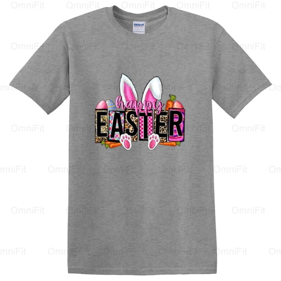 OmniFit23 Easter Day Bunny Egg Design Holiday Celebration Spring Animal Tradition Graphic T-Shirt, for Unisex, up to size 5XL.