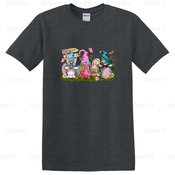 OmniFit23 Easter Gnomies Squad Friends Holiday Celebration Mythical Creatures Garden Folklore T-Shirt, for Unisex, up to size 5XL.