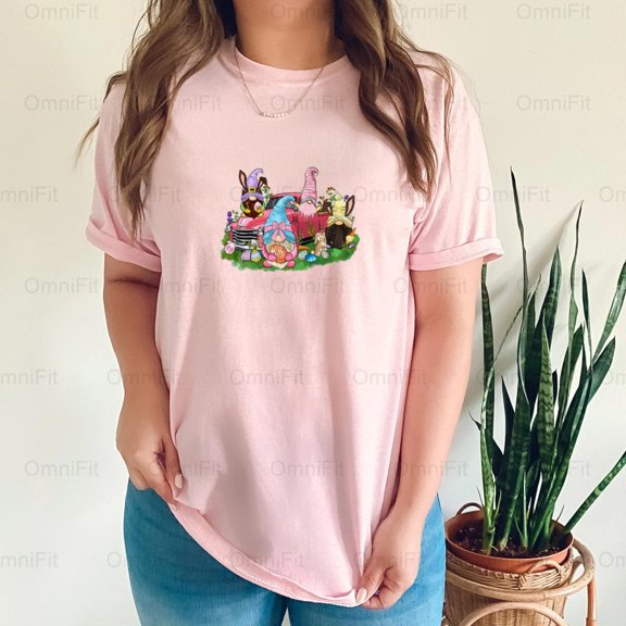 OmniFit23 Easter Gnomies Truck Vehicle Holiday Celebration Mythical Creatures Spring Festive T-Shirt, for Unisex, up to size 5XL.