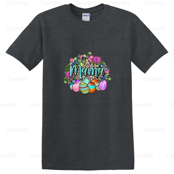 OmniFit23 Easter Mama Happy Easter Mother Holiday Celebration Spring Festive Parent Graphic T-Shirt, for Unisex, up to size 5XL.