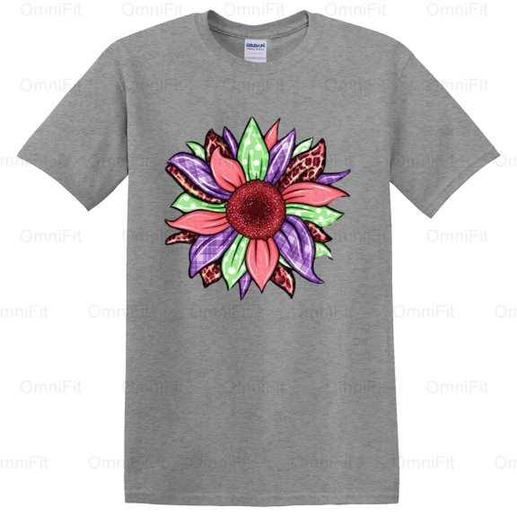 OmniFit24 Easter Spring Sunflower Floral Holiday Celebration Flower Nature Yellow Graphic T-Shirt, for Unisex, up to size 5XL.
