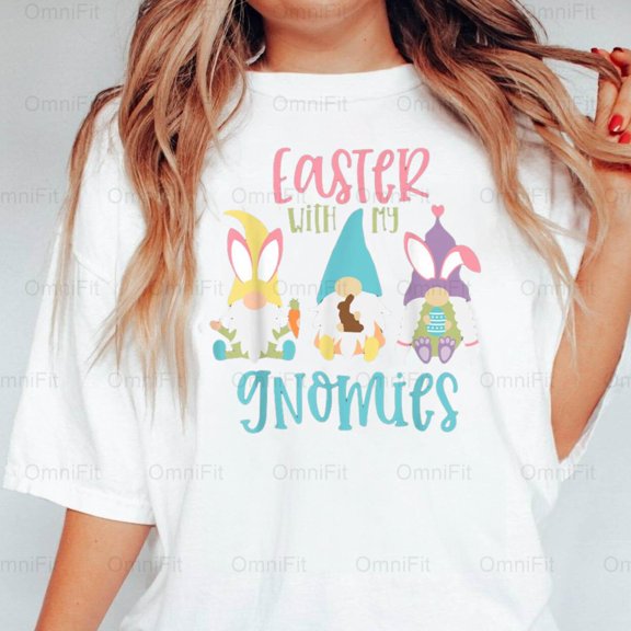 OmniFit24 Gnome Easter Shirt Women Style Holiday Celebration Mythical Creature Spring Wear T-Shirt, for Unisex, up to size 5XL.