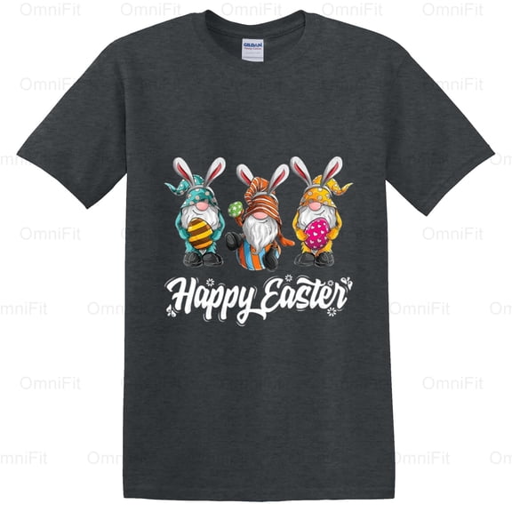 OmniFit24 Gnome Easter Women Happy Holiday Celebration Mythical Creature Spring Festive Cute T-Shirt, for Unisex, up to size 5XL.