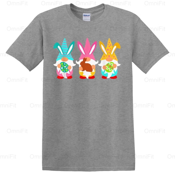 OmniFit24 Gnomes Easter Happy Easter Holiday Celebration Mythical Creatures Festive Message T-Shirt, for Unisex, up to size 5XL.