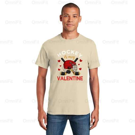 OmniFit25 Hockey Is My Valentine Quote, Lover Game Day, Romantic Sport Fan Heart Design T-Shirt, for Unisex, up to size 5XL.