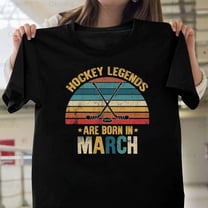 OmniFit25 Hockey Legends Are Born On March Ice Sports Greats Champion Tee T-Shirt, for Unisex, up to size 5XL.