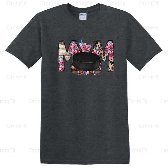 OmniFit25 Hockey Mom Life Floral Design, Rink Side Supporter, Game Day Team Spirit Wear T-Shirt, for Unisex, up to size 5XL.