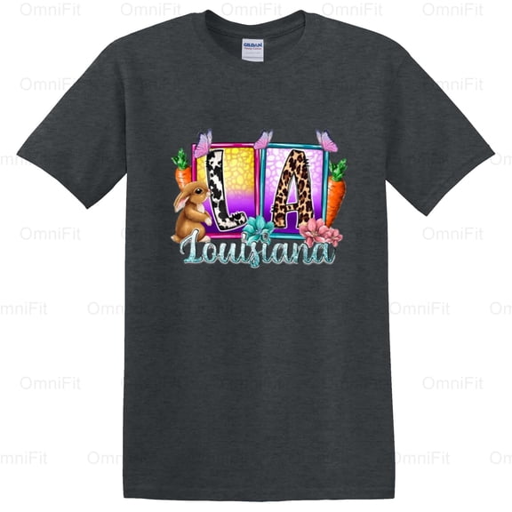 OmniFit26 Louisiana Easter Daddy Father Holiday Celebration State Pride Parent Graphic Style T-Shirt, for Unisex, up to size 5XL.