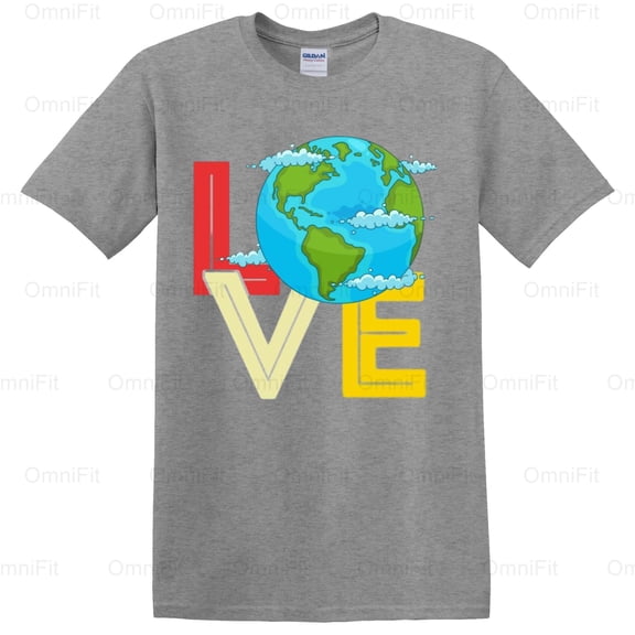 OmniFit26 Love Earth Day Vintage Style Environmental Awareness Heart Retro Planet Lover Look T-Shirt, for Unisex, up to size 5XL.