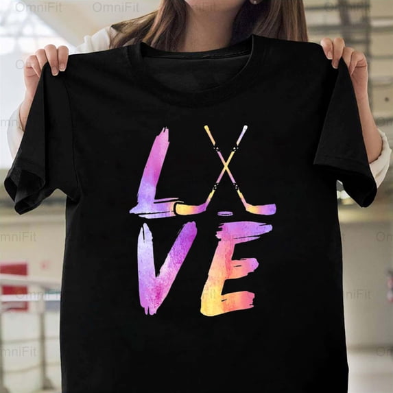 OmniFit26 Love Ice Hockey Girls Tee Gift For Players Love Passion Sport Style T-Shirt, for Unisex, up to size 5XL.
