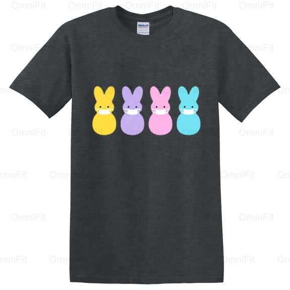 OmniFit26 Masked Peeps Easter Funny Marshmallow Candy Quarantine Holiday Humor Graphic Style T-Shirt, for Unisex, up to size 5XL.