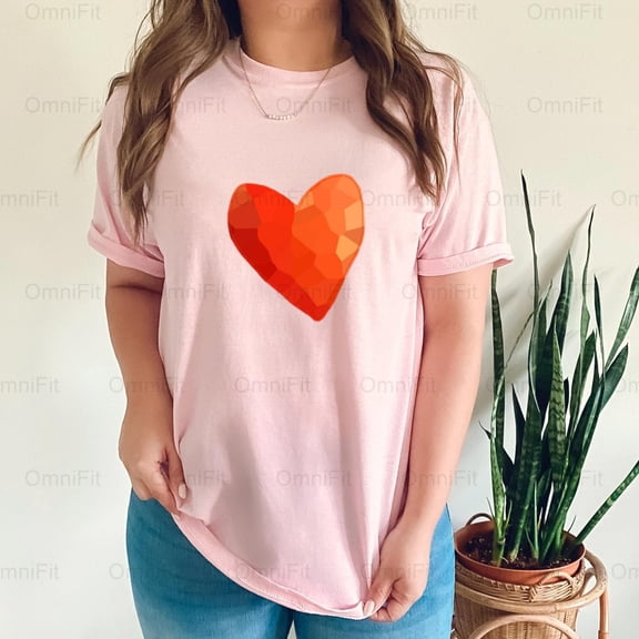 OmniFit27 Red Heart For Earth Day Environmental Awareness Planet Love Symbol Simple Graphic T-Shirt, for Unisex, up to size 5XL.
