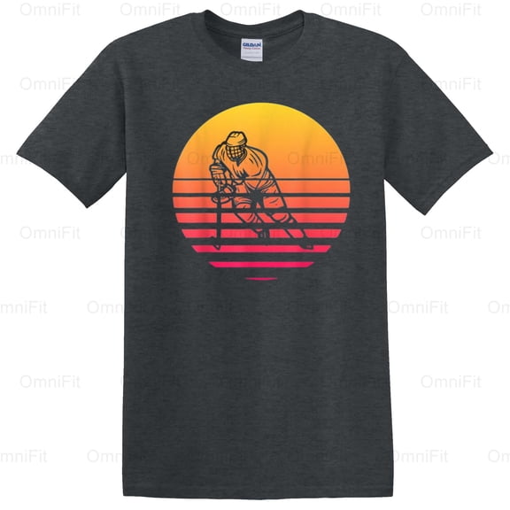 OmniFit28 Vintage Retro Hockey Goalie Graphic Design, Old School Netminder Fan Apparel T-Shirt, for Unisex, up to size 5XL.