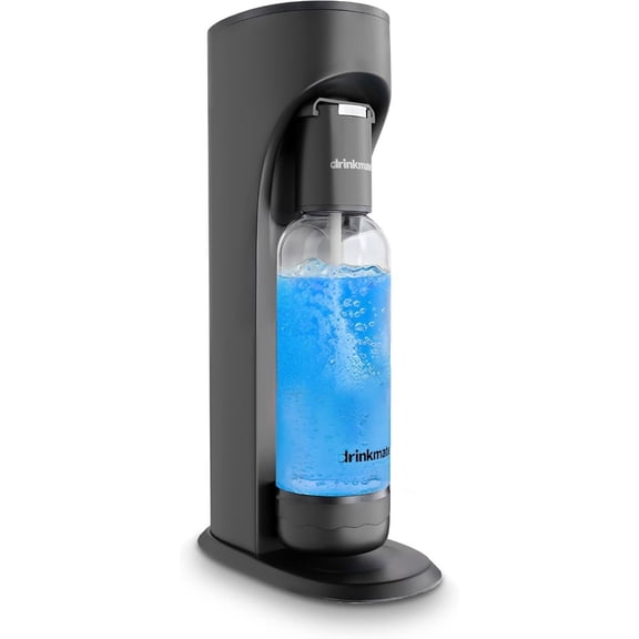OmniFizz Sparkling Water Maker for home use -Free matte black plastic carbonates any drink no batteries or electricity required CO2 not included