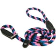 thumbnail image 1 of OmniPet British Rope Slip Lead for Dogs, 6', Black/Hot Pink/Blue, 1 of 1