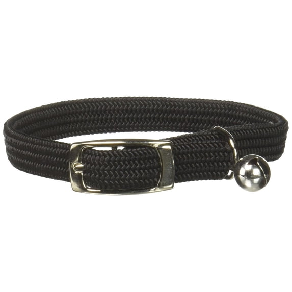 OmniPet Kool Kat Elastic Cat Safety Collar with Bell, Black, 10"