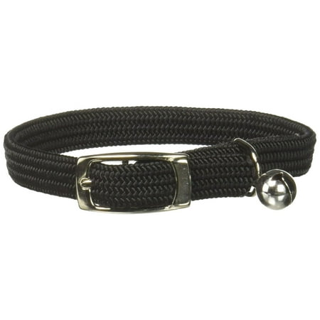 OmniPet Kool Kat Elastic Cat Safety Collar with Bell, Black, 10"