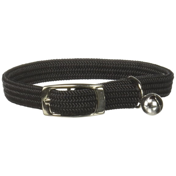OmniPet Kool Kat Elastic Cat Safety Collar with Bell Black 10 Inch