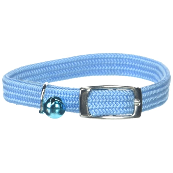 OmniPet Kool Kat Elastic Cat Safety Collar with Bell, Light Blue, 10"