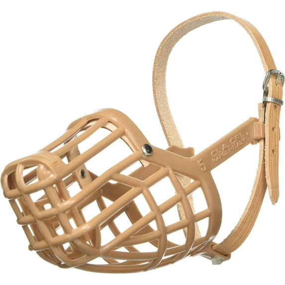 OmniPet Leather Brothers Italian Basket Dog Muzzle, Tan, Size 5