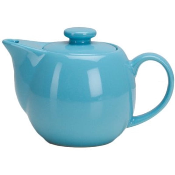 OmniWare 14 Ounce Teapot with Removable Stainless Steel Infuser (Turquoise) - Loose Leaf Tea Brewer, Microwave & Dishwasher Safe, Retro-Inspired Stoneware for Kitchen & Dining