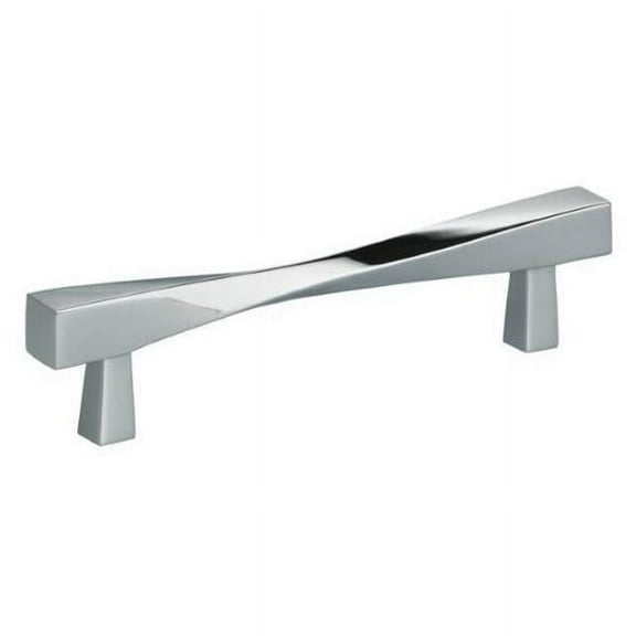 Omnia 9009-118.26 4.625 in. Center to Center Modern Twisted Cabinet Pull, Bright Chrome