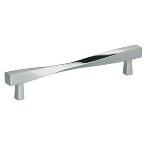 Omnia 9009-170.26 6.625 in. Center to Center Modern Twisted Cabinet Pull, Bright Chrome