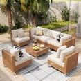thumbnail image 1 of Omniberg 7-Piece Wicker Patio Furniture Set, Outdoor Conversation Sectional Sofa Set with Water-Resistant Cushions and Coffee Table for Porch Backyard Deck, 1 of 10