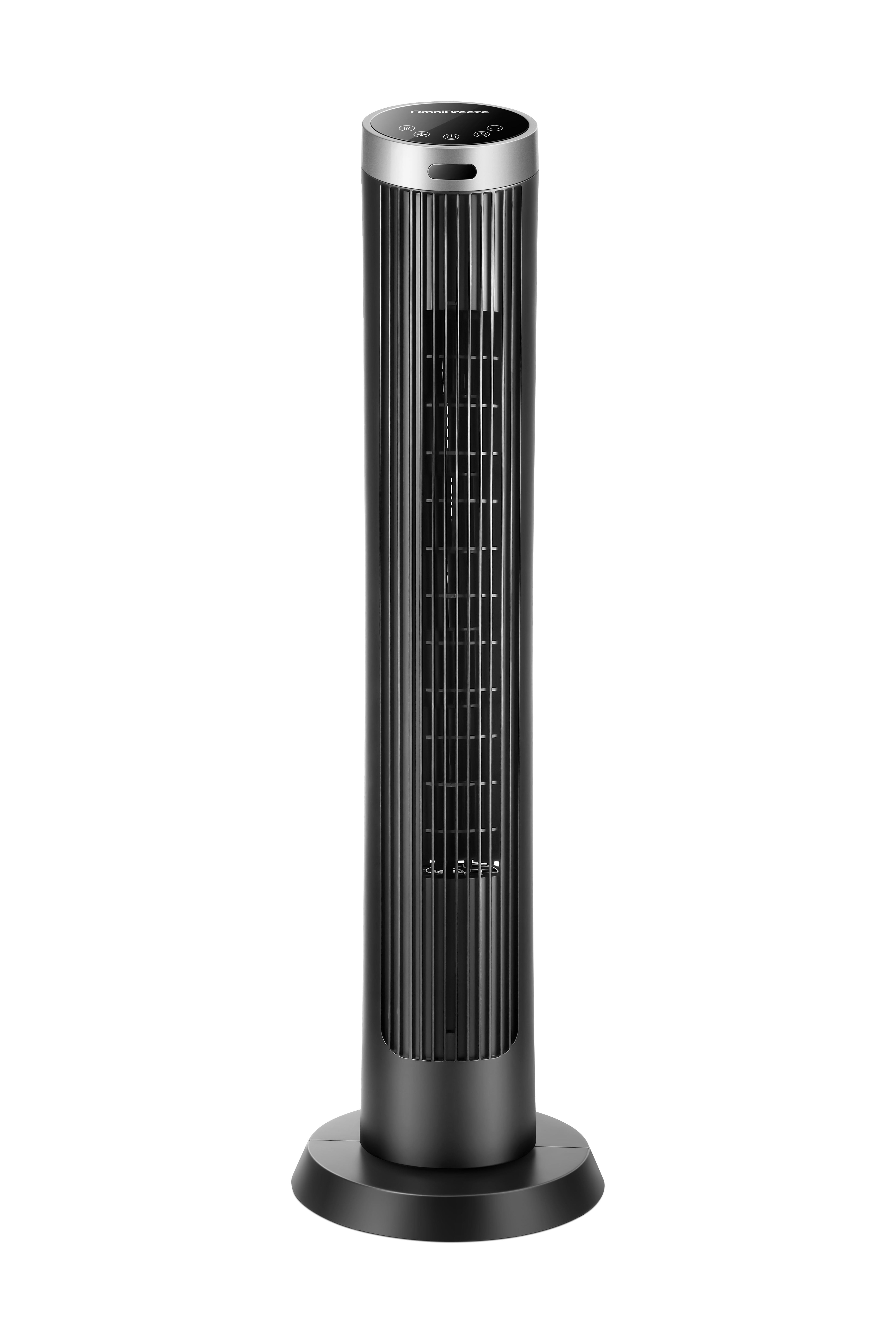 OmniBreeze 40" Black Bladeless Oscillating Tower Fan with Remote
