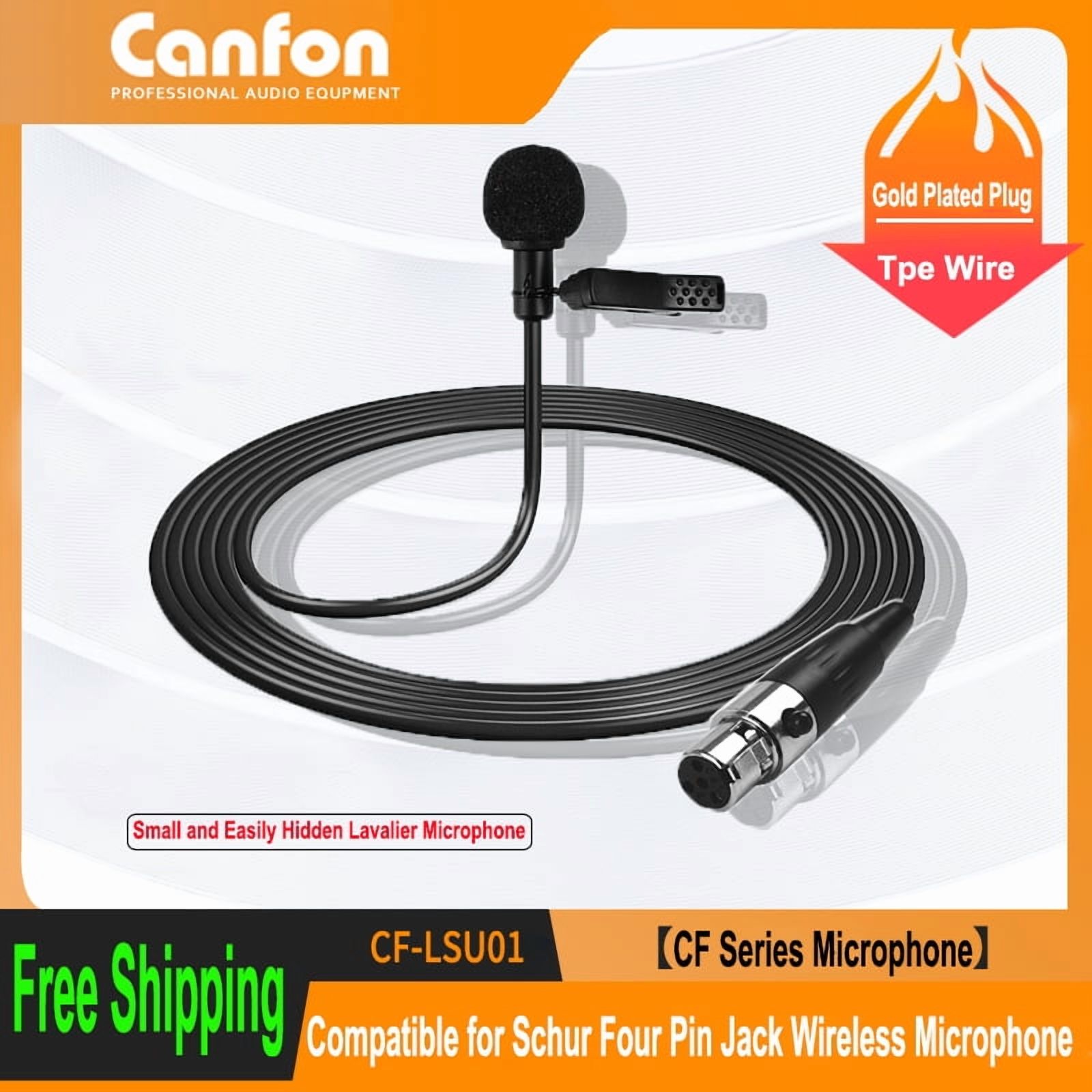Omnidirectional Condenser Lavalier Microphone Compatible for Shure four Pin XLR Audio Input jack Wireless System