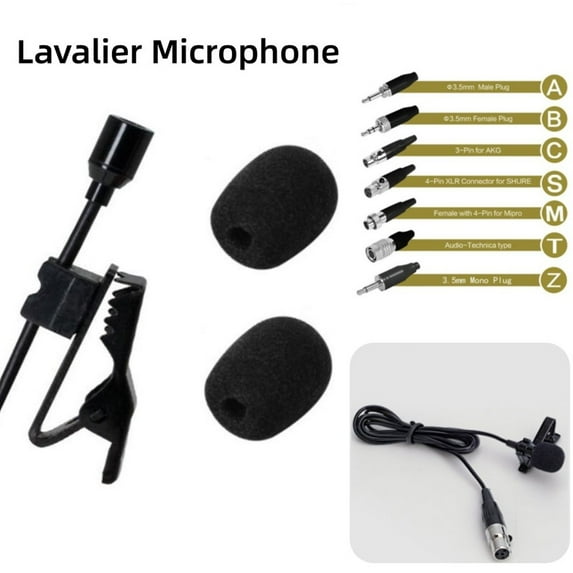 Omnidirectional Lavalier Lapel Clip Mic 3.5mm 3Pin 4-Pin XLR For Wireless System Lecturer With Microphone Cover Accessories Part