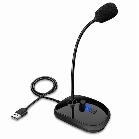 Omnidirectional USB Gooseneck Microphone with Volume Control & Mute Button Plug&Play for Streaming on Computer, Laptop,1 x USB computer microphone,Black