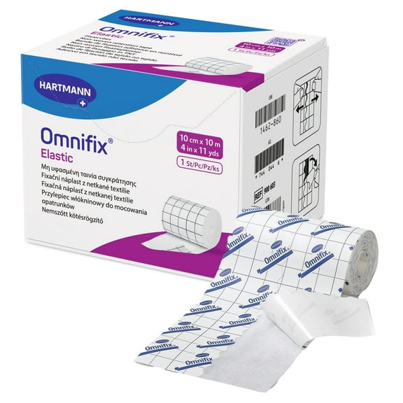 Omnifix Elastic White Dressing Retention Tape with Liner NonSterile 4 Inch X 11 Yard 36 per Case 900603