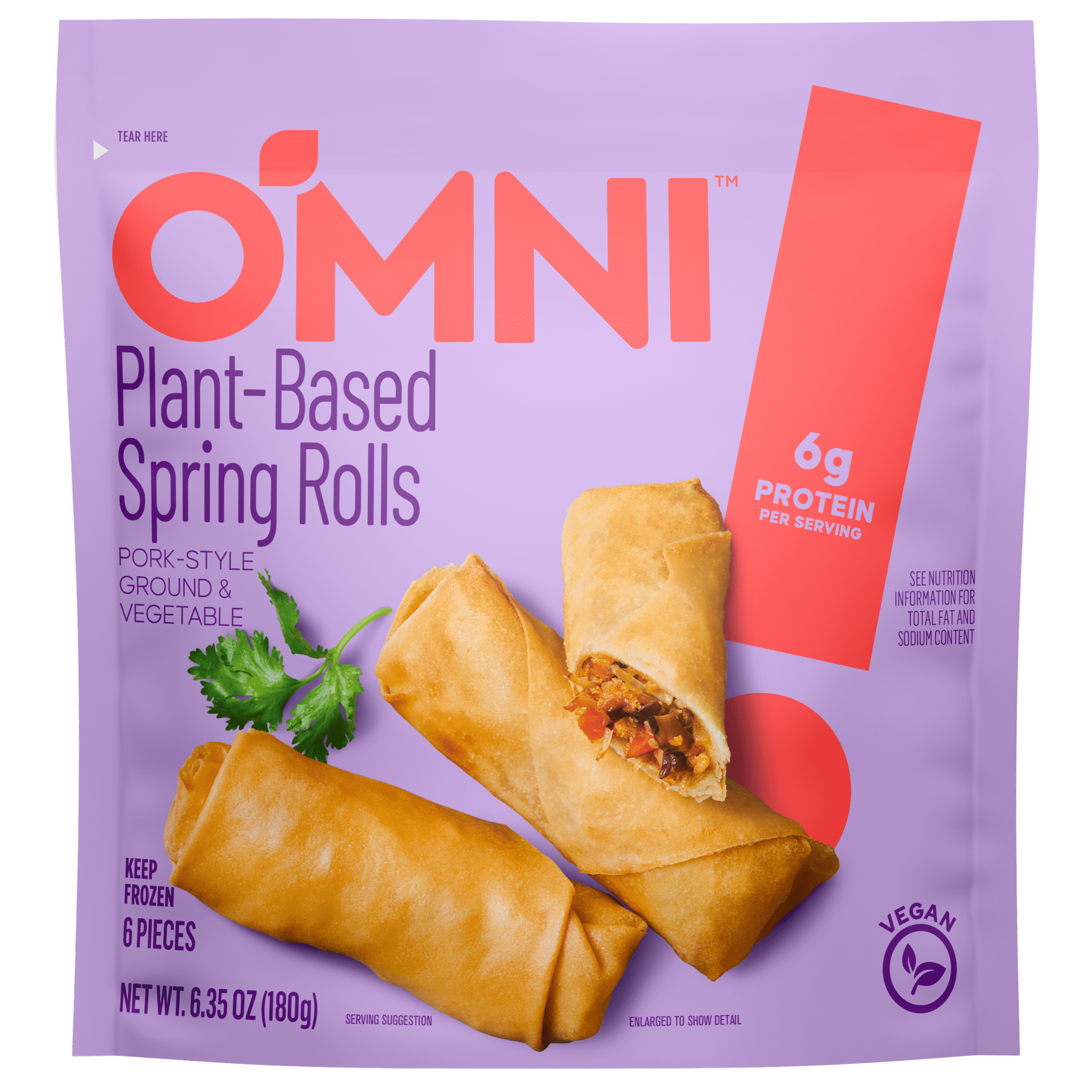 Omnifoods PlantBased Frozen Packaged Appetizer Spring Rolls, 6.35 oz