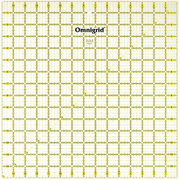 Omnigrid 15" x 15" Square Quilting and Sewing Ruler