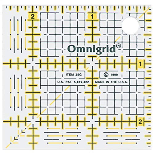 Omnigrid 2.5x2.5 Inch Quilter's Square Ruler - Precision Cutting For Quilting & Crafts